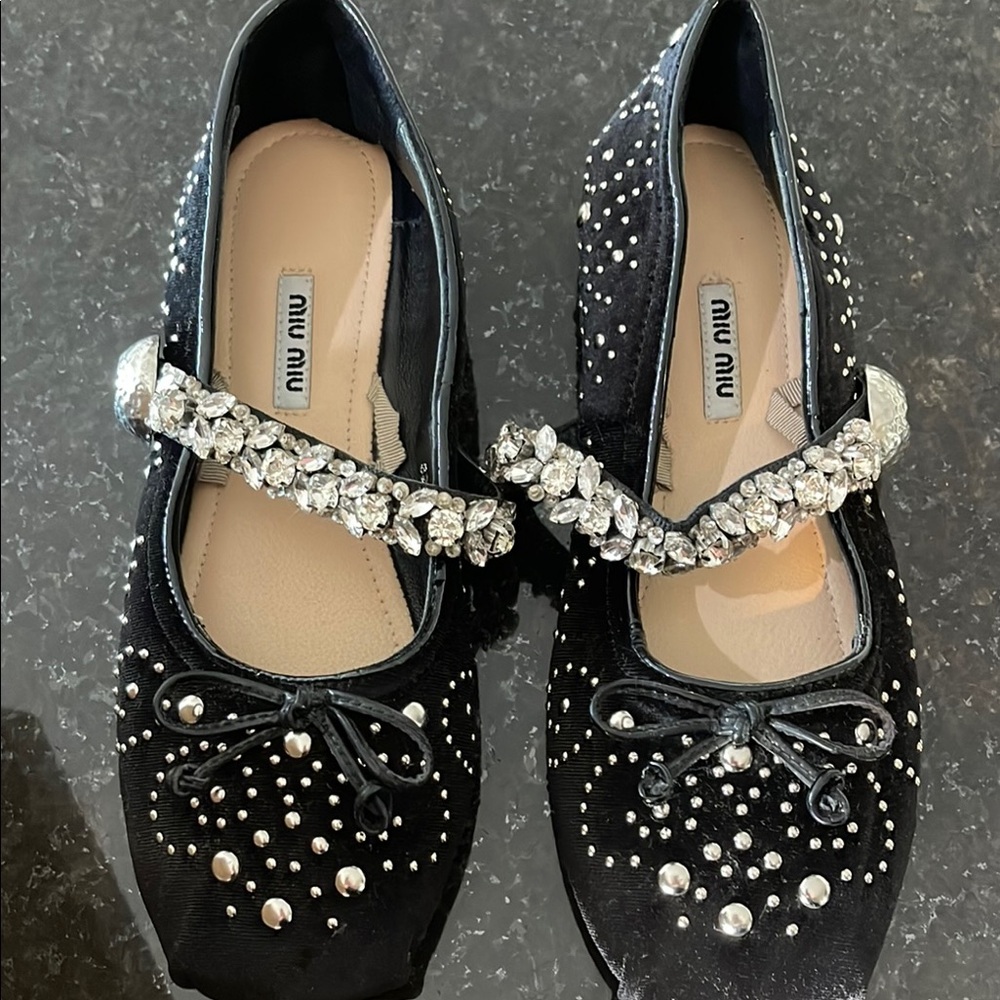 Miu Miu Black Embellished Women's Shoes